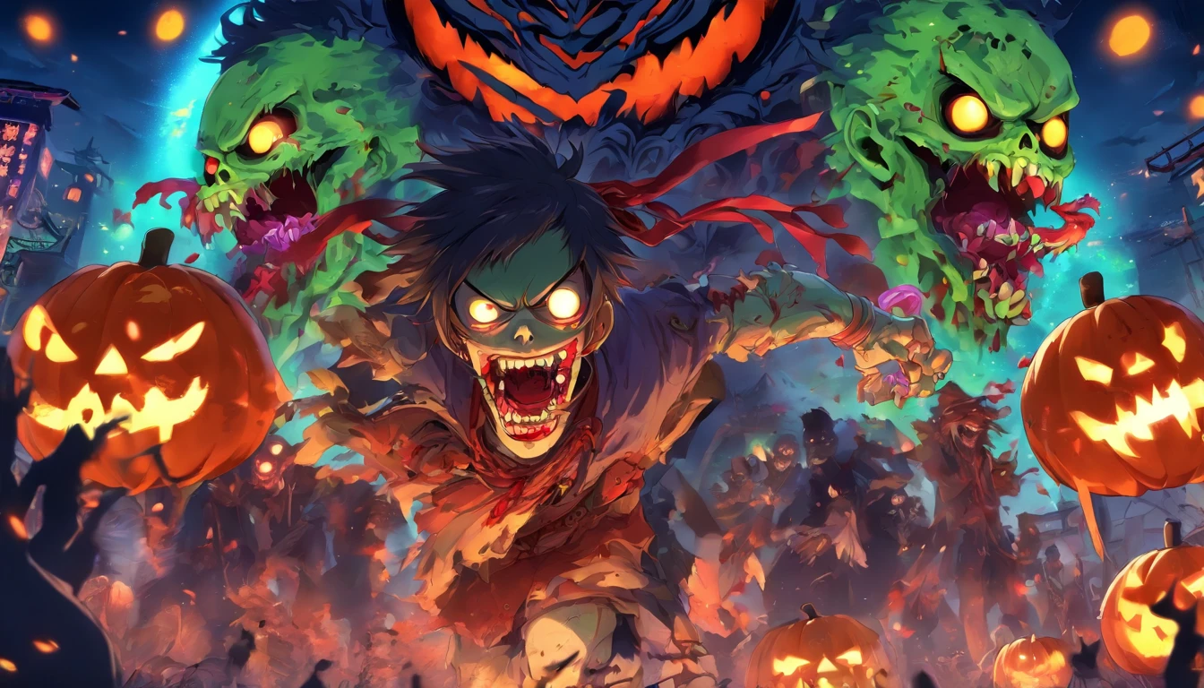 Chinese Halloween, zombies, cute cartoons