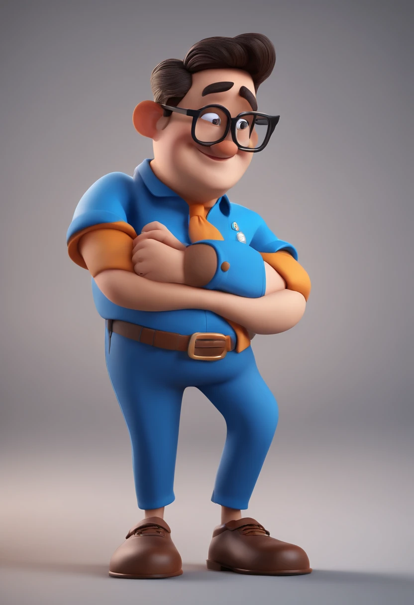 Cartoon character of a man with black glasses and a blue shirt, animation character, Caractere estilizado, animation style rendering, 3D estilizado, Arnold Maya render, 3 d render stylized, toon render keyshot, Personagem 3D, Personagem 3D, 3d rendering stylized, 3 d character render, personagem de desenho animado, Personagem de close up, Pose de personagem, (Estilo Pixar) (master part:1.2) (Bokeh) (best quality) (pele detalhada) (textura detalhada) (8k) (argila) (Cinematic lighting) (foco nítido