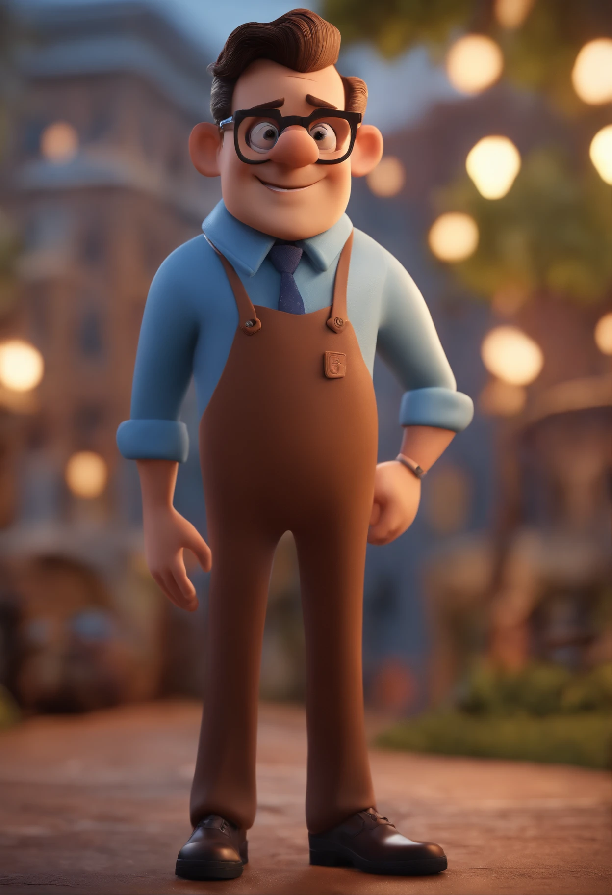 Cartoon character of a man with black glasses and a blue shirt, animation character, Caractere estilizado, animation style rendering, 3D estilizado, Arnold Maya render, 3 d render stylized, toon render keyshot, Personagem 3D, Personagem 3D, 3d rendering stylized, 3 d character render, personagem de desenho animado, Personagem de close up, Pose de personagem, (Estilo Pixar) (master part:1.2) (Bokeh) (best quality) (pele detalhada) (textura detalhada) (8k) (argila) (Cinematic lighting) (foco nítido