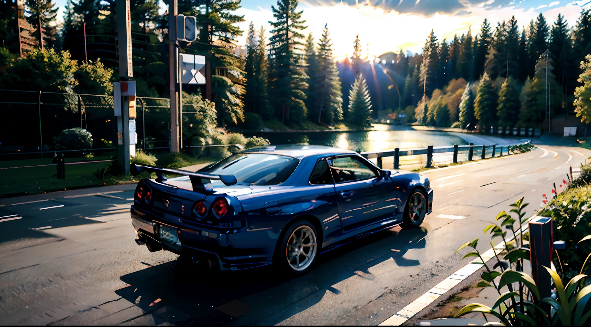 tmasterpiece,Best quality,offcial art,extremely detailed 8k cg wallpaper,illustratio,optic,offcial art,extremely detailed 8k cg wallpaper,illustratio,tag, in the winter,yuki, beautiful detailed sky, optic,ln the forest,pathway, exteriors,1car, (Car:1), groundvehicle, sports cars, Nissan, GTR, Skyline R34,Mazda,RX-7,subaru,corporate,WRX, cmyk, tart,Here,porsche,turbo, Silver wheels,Vehicle focus,Need for speed,heartwarming,Wet,Transparent，The ultimate in illustration art