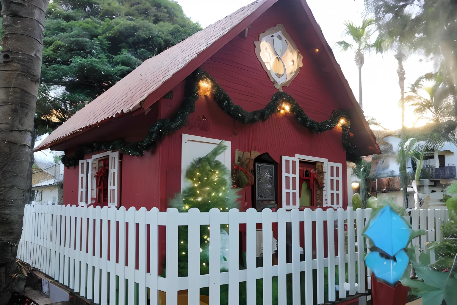 casa de papai noel com enfeites
