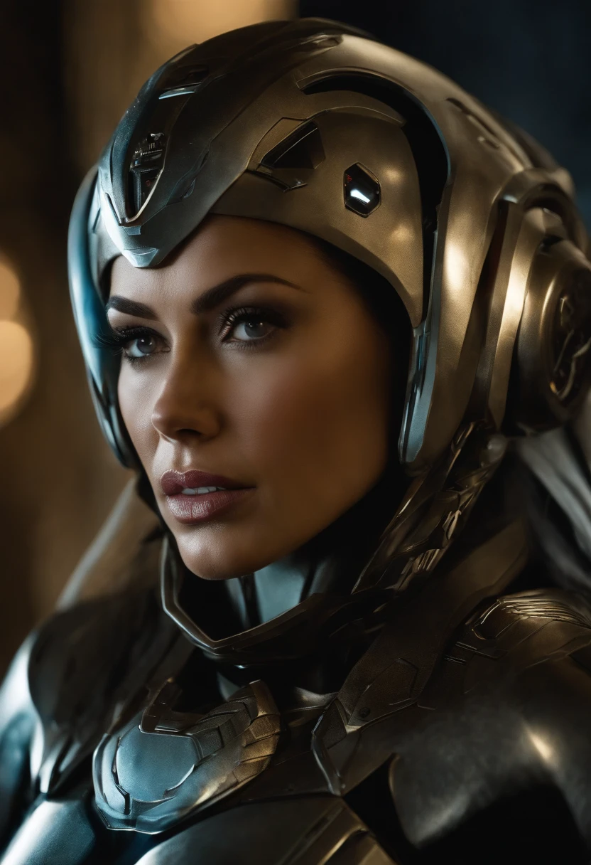 Arafed image of a woman in a science fiction scene, Android Jones e Chris Dyer, Retrato de Sofia Vergara, square enix cinematic art, imagem promocional do filme, Filmado em IMAX, Muspelheim, protagonista em primeiro plano, Paulo Atreides, imax render, feiticeira malvada, Ellora, Imax