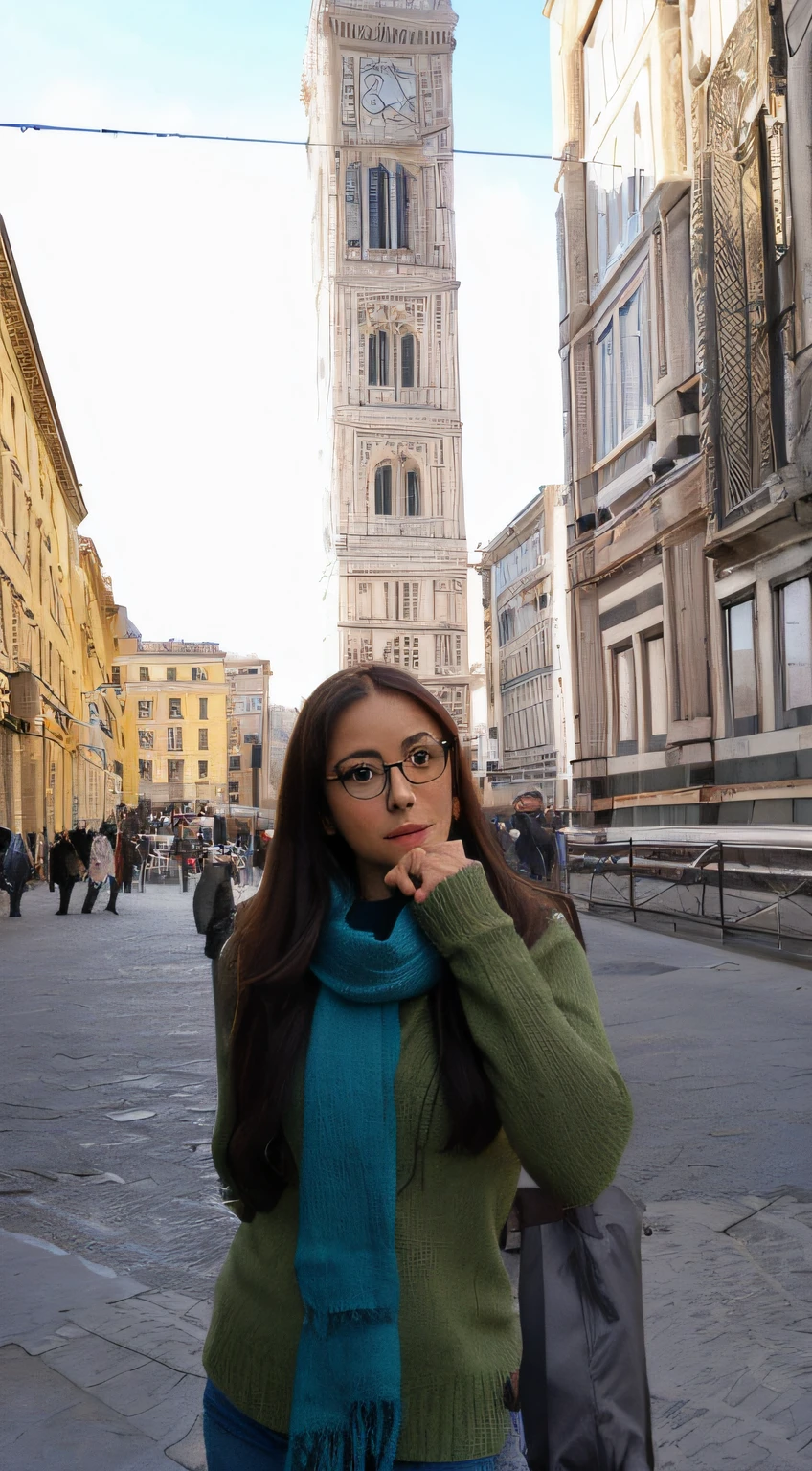 Woman in glasses with scarf