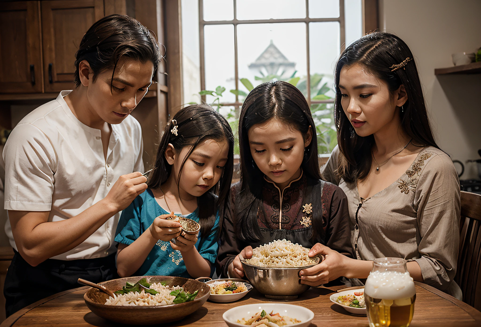 The family eats Wuchang rice together