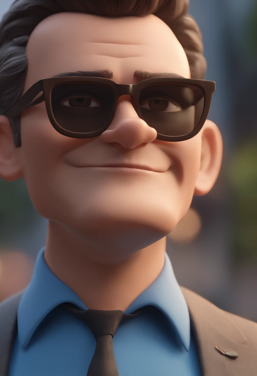 Cartoon character of a man with black glasses and a blue shirt, animation character, Caractere estilizado, animation style rendering, 3D estilizado, Arnold Maya render, 3 d render stylized, toon render keyshot, Personagem 3D, Personagem 3D, 3d rendering stylized, 3 d character render, personagem de desenho animado, Personagem de close up, Pose de personagem, (Estilo Pixar) (master part:1.2) (Bokeh) (best quality) (pele detalhada) (textura detalhada) (8k) (argila) (Cinematic lighting) (foco nítido