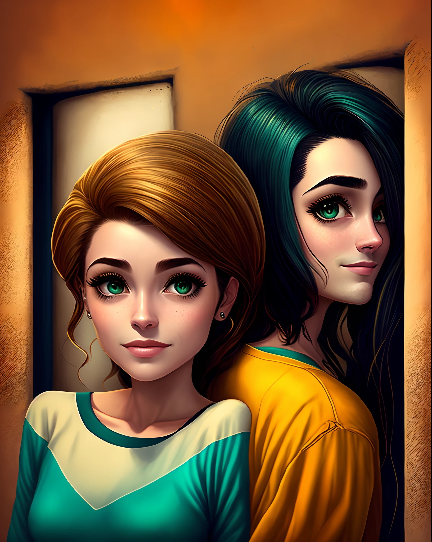 Casal, cabelo da mulher louro, cabelo do homem preto, rio de janeiro, estilo pixar