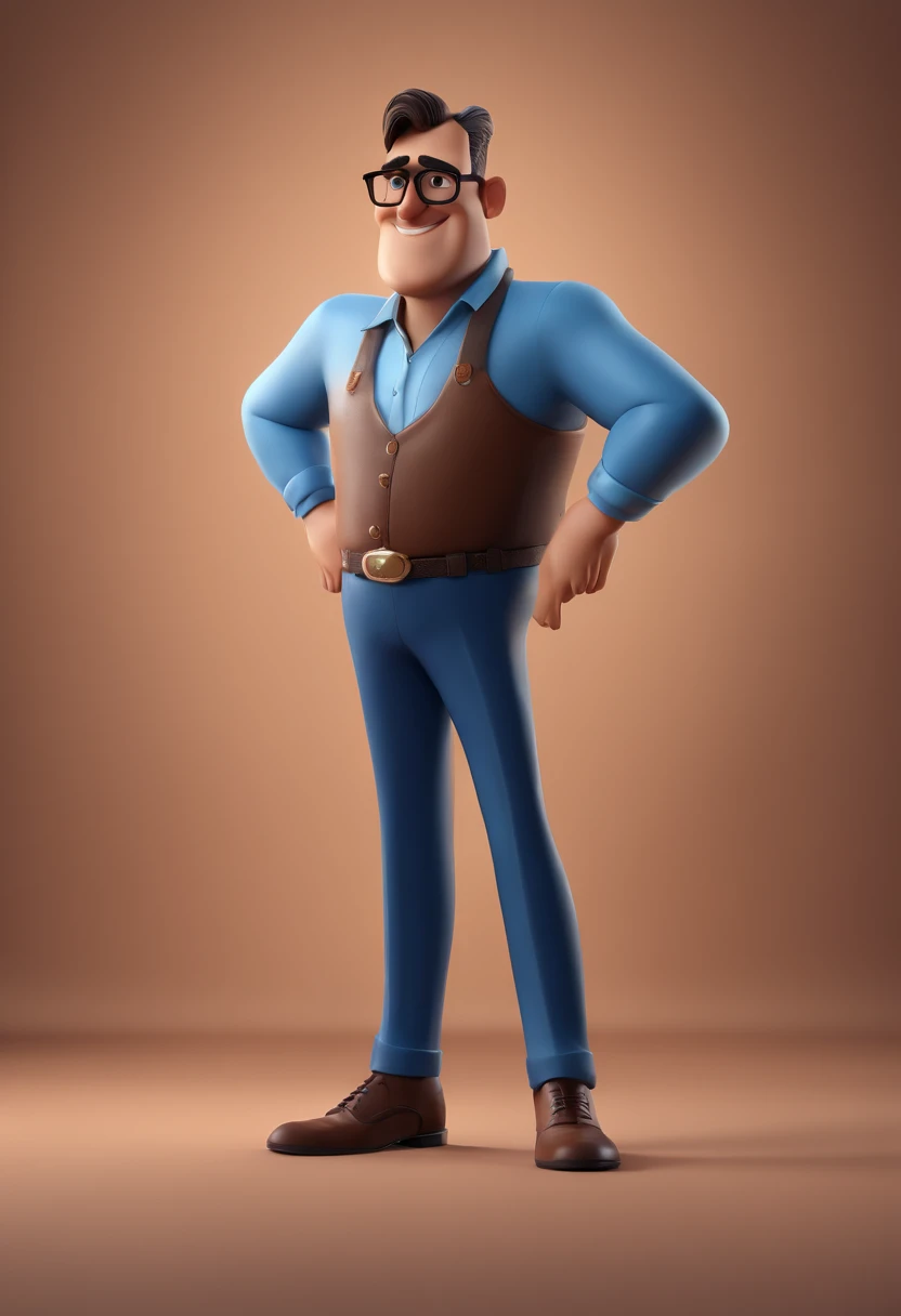 Cartoon character of a man with black glasses and a blue shirt, animation character, Caractere estilizado, animation style rendering, 3D estilizado, Arnold Maya render, 3 d render stylized, toon render keyshot, Personagem 3D, Personagem 3D, 3d rendering stylized, 3 d character render, personagem de desenho animado, Personagem de close up, Pose de personagem, (Estilo Pixar) (master part:1.2) (Bokeh) (best quality) (pele detalhada) (textura detalhada) (8k) (argila) (Cinematic lighting) (foco nítido