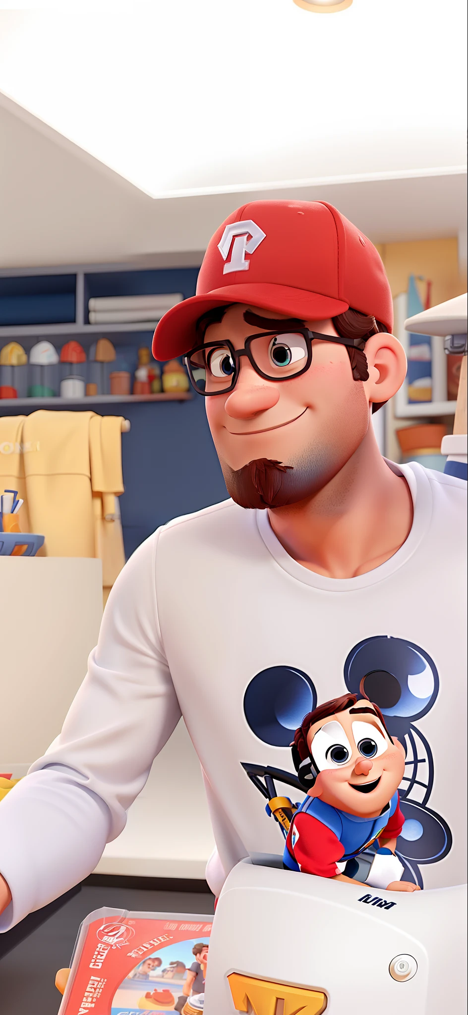 Um homem branco estilo Disney pixar, alta qualidade, melhor qualidade