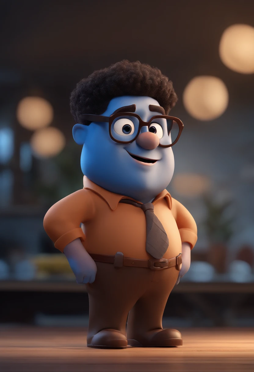 Cartoon character of a man with black glasses and a blue shirt, animation character, Caractere estilizado, animation style rendering, 3D estilizado, Arnold Maya render, 3 d render stylized, toon render keyshot, Personagem 3D, Personagem 3D, 3d rendering stylized, 3 d character render, personagem de desenho animado, Personagem de close up, Pose de personagem,  (Estilo Pixar) (master part:1.2) (Bokeh) (best quality) (pele detalhada) (textura detalhada) (8k) (argila) (Cinematic lighting) (foco nítido