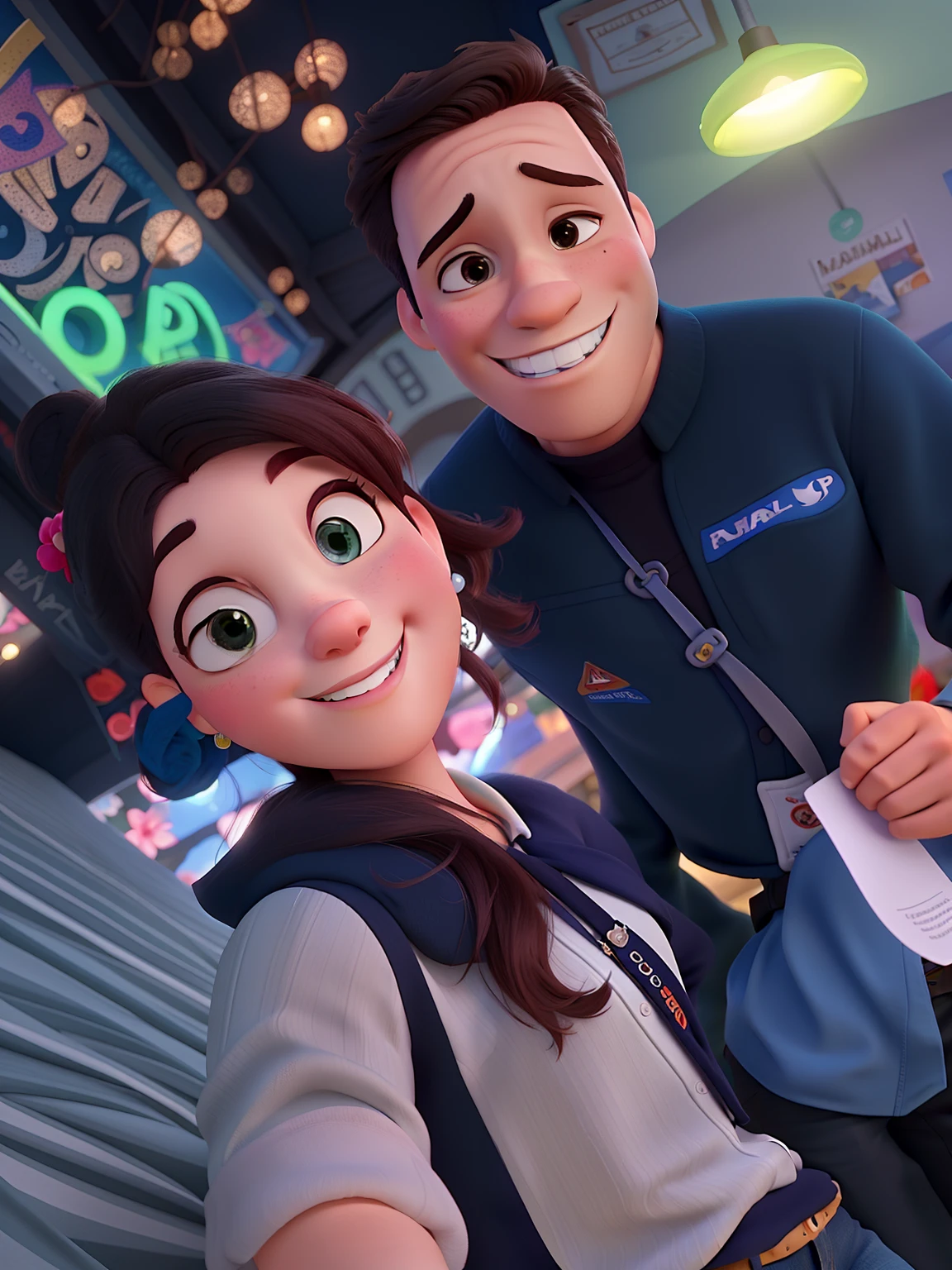 Um casal no estilo Disney pixar, alta qualidade, melhor qualidade