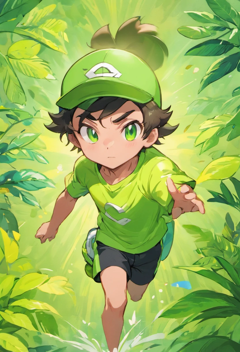 Carlos - Masculino Personalidade: Carlos is a fearless adventurer, Always looking for new experiences. It is represented by a palette of greens, symbolizing your connection with nature. allure: Carlos tem pele preta, cabelos raspados e olhos verdes. He wears a green cap and wears sportswear and practical clothes. Ele gosta de praticar esportes radicais e acampar.