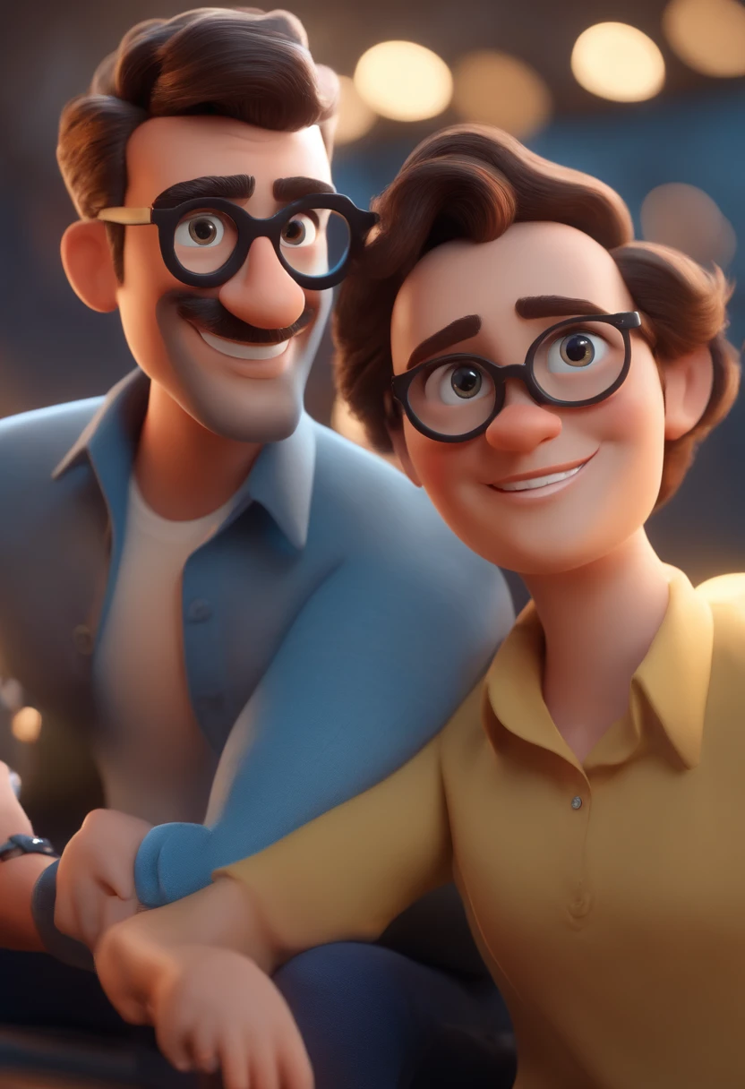 Cartoon character of a man with black glasses and a blue shirt, animation character, Caractere estilizado, animation style rendering, 3D estilizado, Arnold Maya render, 3 d render stylized, toon render keyshot, Personagem 3D, Personagem 3D, 3d rendering stylized, Cartoon 3D Character Rendering, Personagem de close up, Pose de personagem, (Estilo Pixar) (master part:1.2) (Bokeh) (best quality) (pele detalhada) (textura detalhada) (8k) (argila) (Cinematic lighting) (foco nítido