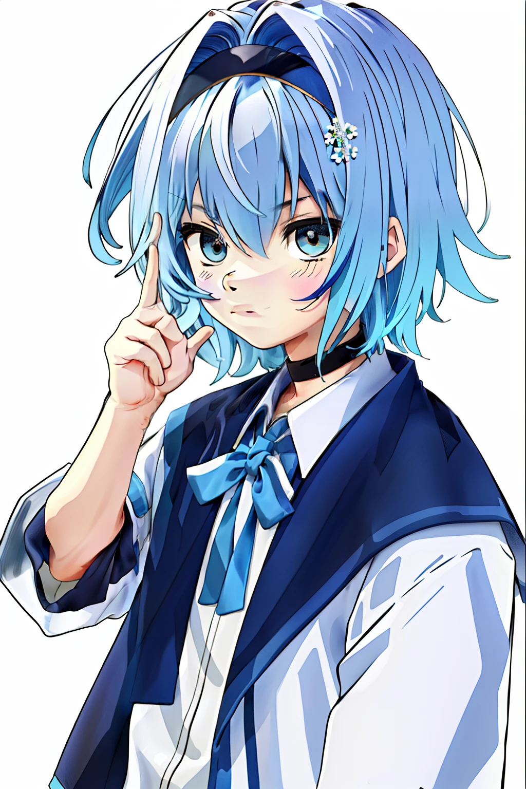 top-quality、wall-paper、male 、simple background、He's a cool boy、Blue-haired、quadratic element
