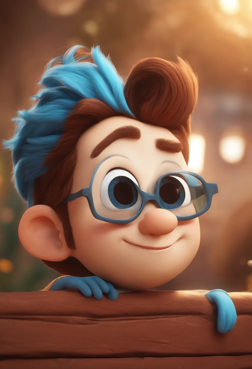 personagem dos desenhos animados de um homem com olhos castanho, cabelo crespo/cacheado e uma camisa azul, animation character, Caractere estilizado, animation style rendering, 3D estilizado, Arnold Maya render, 3 d render stylized, toon render keyshot, Personagem 3D, Personagem 3D, 3d rendering stylized, 3 d character render, personagem de desenho animado, Personagem de close up, Pose de personagem,  (Estilo Pixar) (master part:1.2) (Bokeh) (best quality) (pele parda detalhada) (textura detalhada) (8k) (argila) (Cinematic lighting) (foco nítido