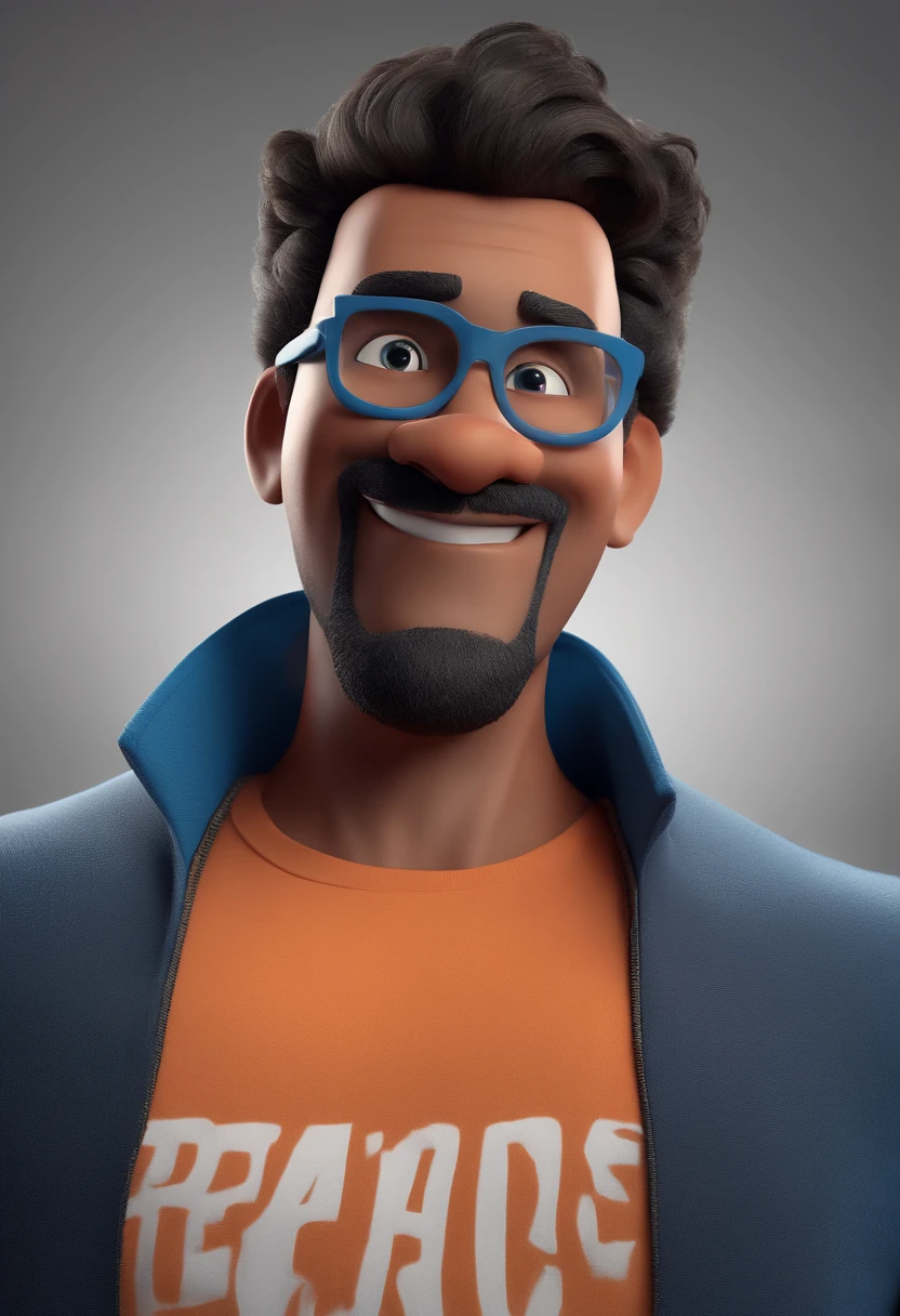 Cartoon character of a man with black glasses and a blue shirt, animation character, Caractere estilizado, animation style rendering, 3D estilizado, Arnold Maya render, 3 d render stylized, toon render keyshot, Personagem 3D, Personagem 3D, 3d rendering stylized, 3 d character render, personagem de desenho animado, Personagem de close up, Pose de personagem,  (Estilo Pixar) (master part:1.2) (Bokeh) (best quality) (pele detalhada) (textura detalhada) (8k) (argila) (Cinematic lighting) (foco nítido
