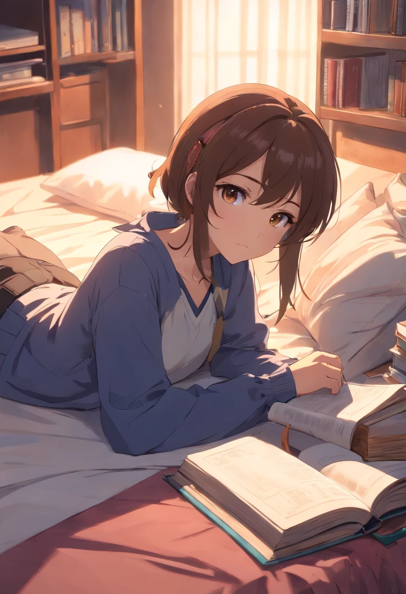 Cute loli,Barefoot,Tummy down,head looking up,Raise your feet,shift dresses,no panties,largeeyes,Anime cute face,looking at book,Wet da