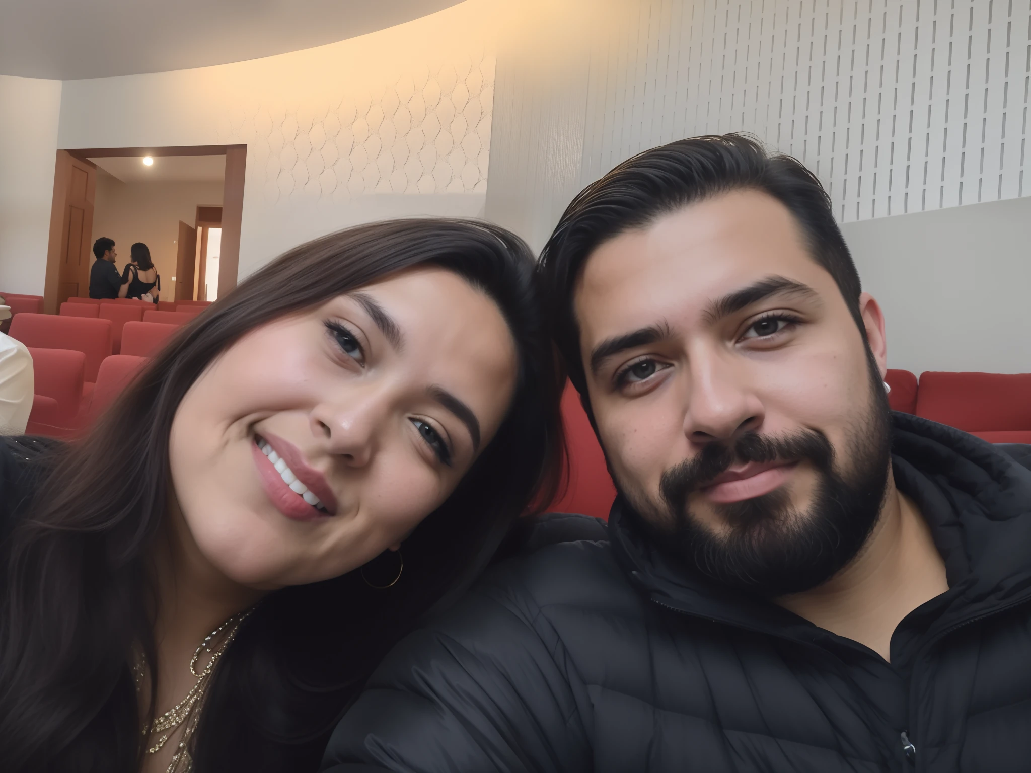 there is a man and a woman sitting together in a room, Fotografia Selfie 8k, Postagem no Reddit, imagem de perfil, Casal feliz, taken in the early 2020s, Fotografia tirada em 2 0 2 0, Lovely couple, momma and papa, audience selfie, ruan jia and joao ruas, foto de perfil, Foto tirada em 2018, Selfie