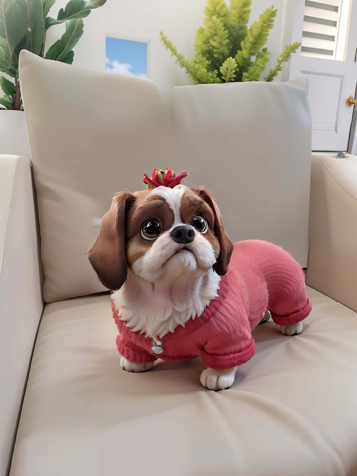 Obra-prima, de melhor qualidade, A Shih Tzu dog de roupa rosa