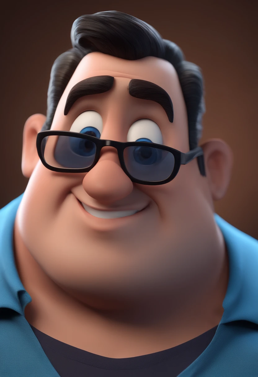 Cartoon character of a man with black glasses and a blue shirt, animation character, Caractere estilizado, animation style rendering, 3D estilizado, Arnold Maya render, 3 d render stylized, toon render keyshot, Personagem 3D, Personagem 3D, 3d rendering stylized, 3 d character render, personagem de desenho animado, Personagem de close up, Pose de personagem, (Estilo Pixar) (master part:1.2) (Bokeh) (best quality) (pele detalhada) (textura detalhada) (8k) (argila) (Cinematic lighting) (foco nítido