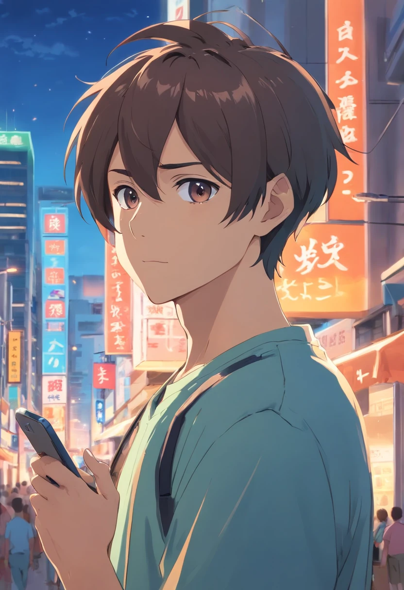 Anime Homem careca e barba segurando um celular, careca com barba curta, sem cabelo, completamente careca; shaved bald head