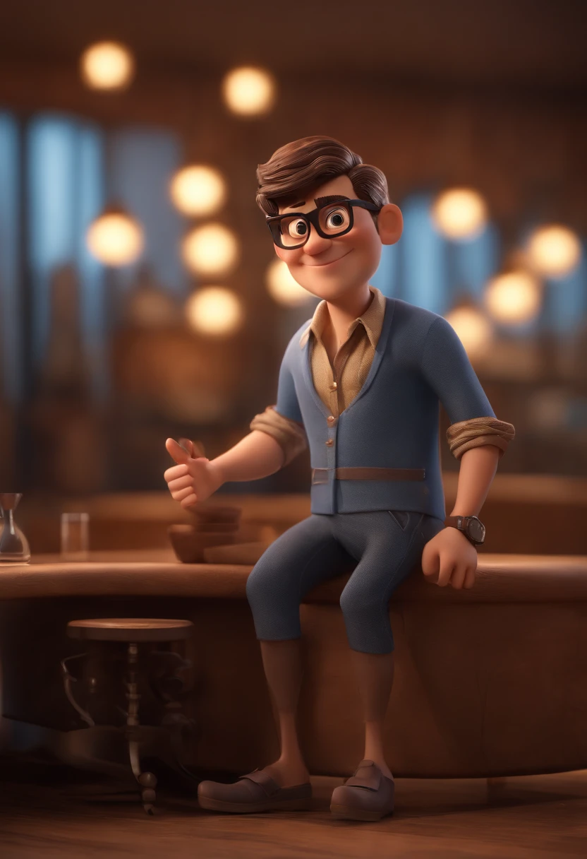 Cartoon character of a man with black glasses and a blue shirt, animation character, Caractere estilizado, animation style rendering, 3D estilizado, Arnold Maya render, 3 d render stylized, toon render keyshot, Personagem 3D, Personagem 3D, 3d rendering stylized, 3 d character render, personagem de desenho animado, Personagem de close up, Pose de personagem, (Estilo Pixar) (master part:1.2) (Bokeh) (best quality) (pele detalhada) (textura detalhada) (8k) (argila) (Cinematic lighting) (foco nítido