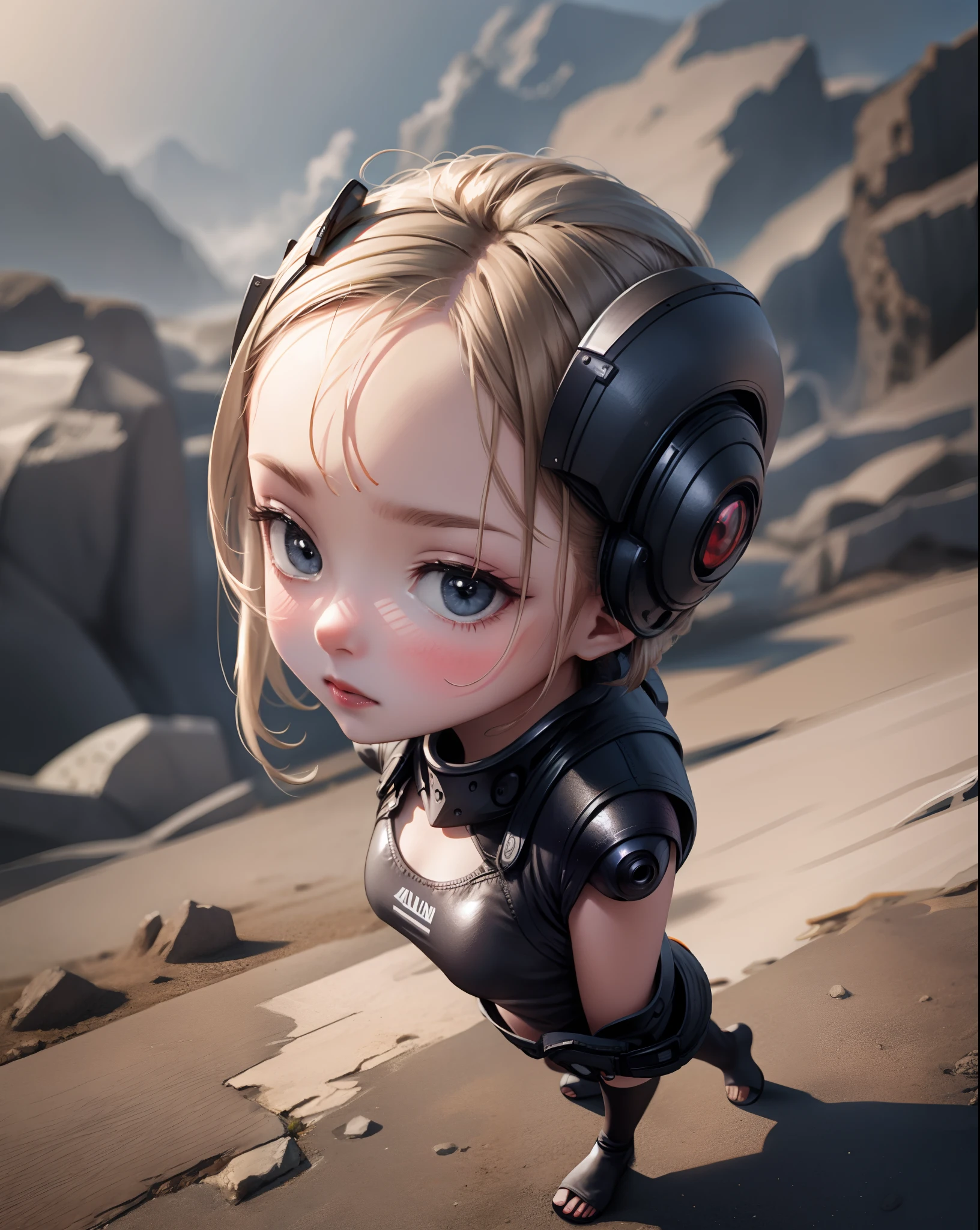 A young beautiful girl in a tight sci - fi uniform, with a slim figure, whole body, with her hair up, female warrior