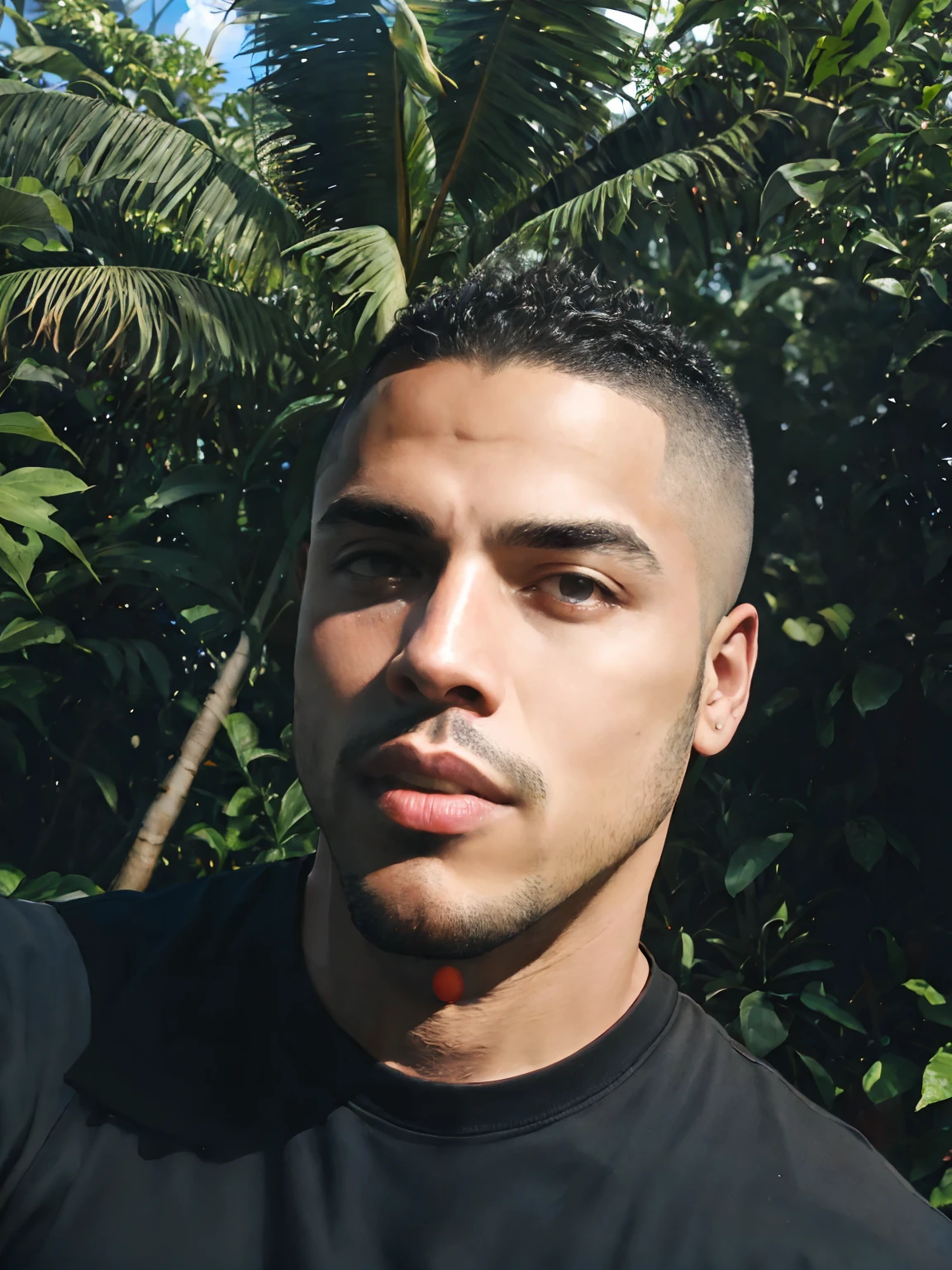 There's a man with a black shirt and a banana in his hand, Retrato de Danny Gonzalez, José Moncada, caio santos, Ronaldo Nazario, Ronaldo Nazario Fenomeno, Retrato tirado 8 K, inspirado em Carlos Berlanga, Joel Torres, Dan dos Santos, taken in the early 2020s, foto de perfil headshot, andrew gonzalez