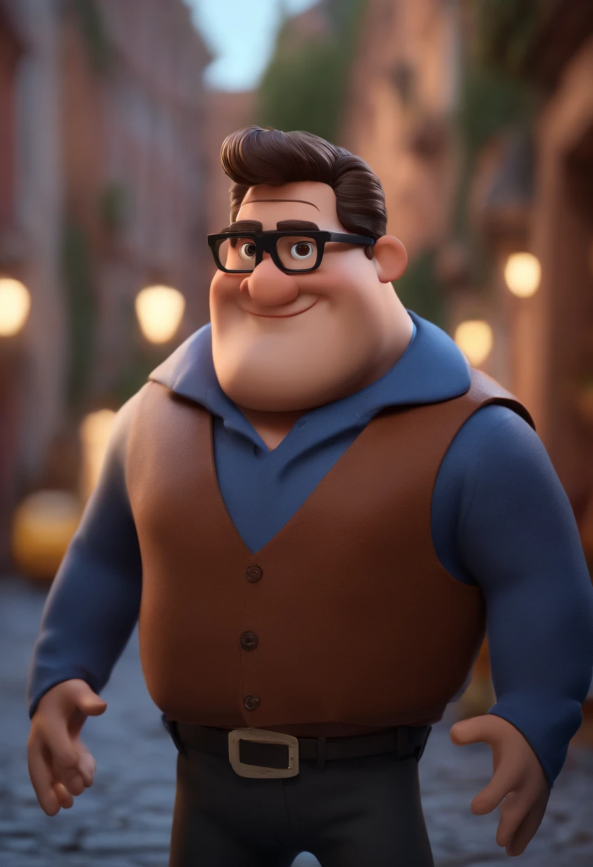 Cartoon character of a man with black glasses and a blue shirt, animation character, Caractere estilizado, animation style rendering, 3D estilizado, Arnold Maya render, 3 d render stylized, toon render keyshot, Personagem 3D, Personagem 3D, 3d rendering stylized, 3 d character render, personagem de desenho animado, Personagem de close up, Pose de personagem, (Estilo Pixar) (master part:1.2) (Bokeh) (best quality) (pele detalhada) (textura detalhada) (8k) (argila) (Cinematic lighting) (foco nítido