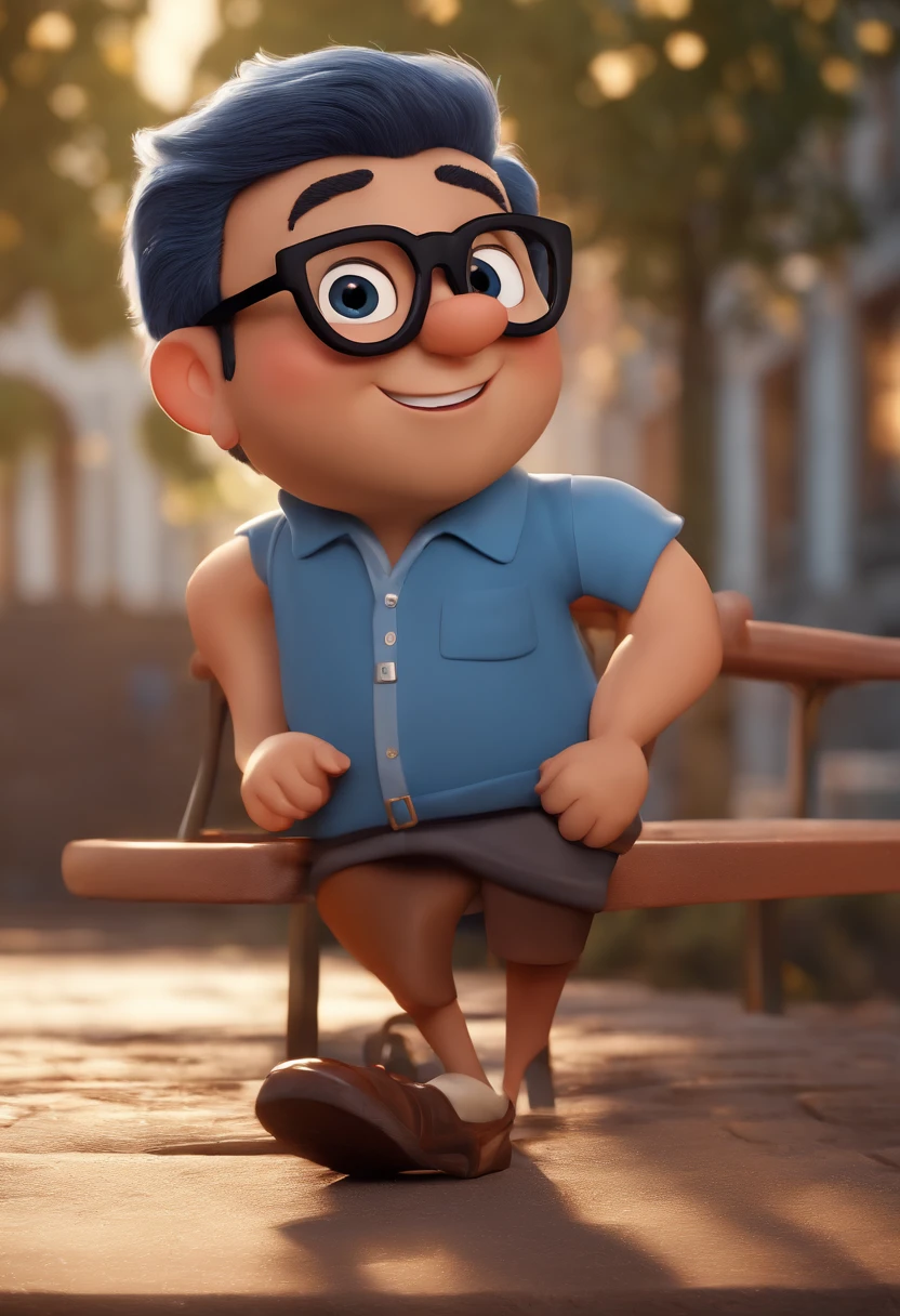 Cartoon character of a man with black glasses and a blue shirt, animation character, Caractere estilizado, animation style rendering, 3D estilizado, Arnold Maya render, 3 d render stylized, toon render keyshot, Personagem 3D, Personagem 3D, 3d rendering stylized, 3 d character render, personagem de desenho animado, Personagem de close up, Pose de personagem, (Estilo Pixar) (master part:1.2) (Bokeh) (best quality) (pele detalhada) (textura detalhada) (8k) (argila) (Cinematic lighting) (foco nítido