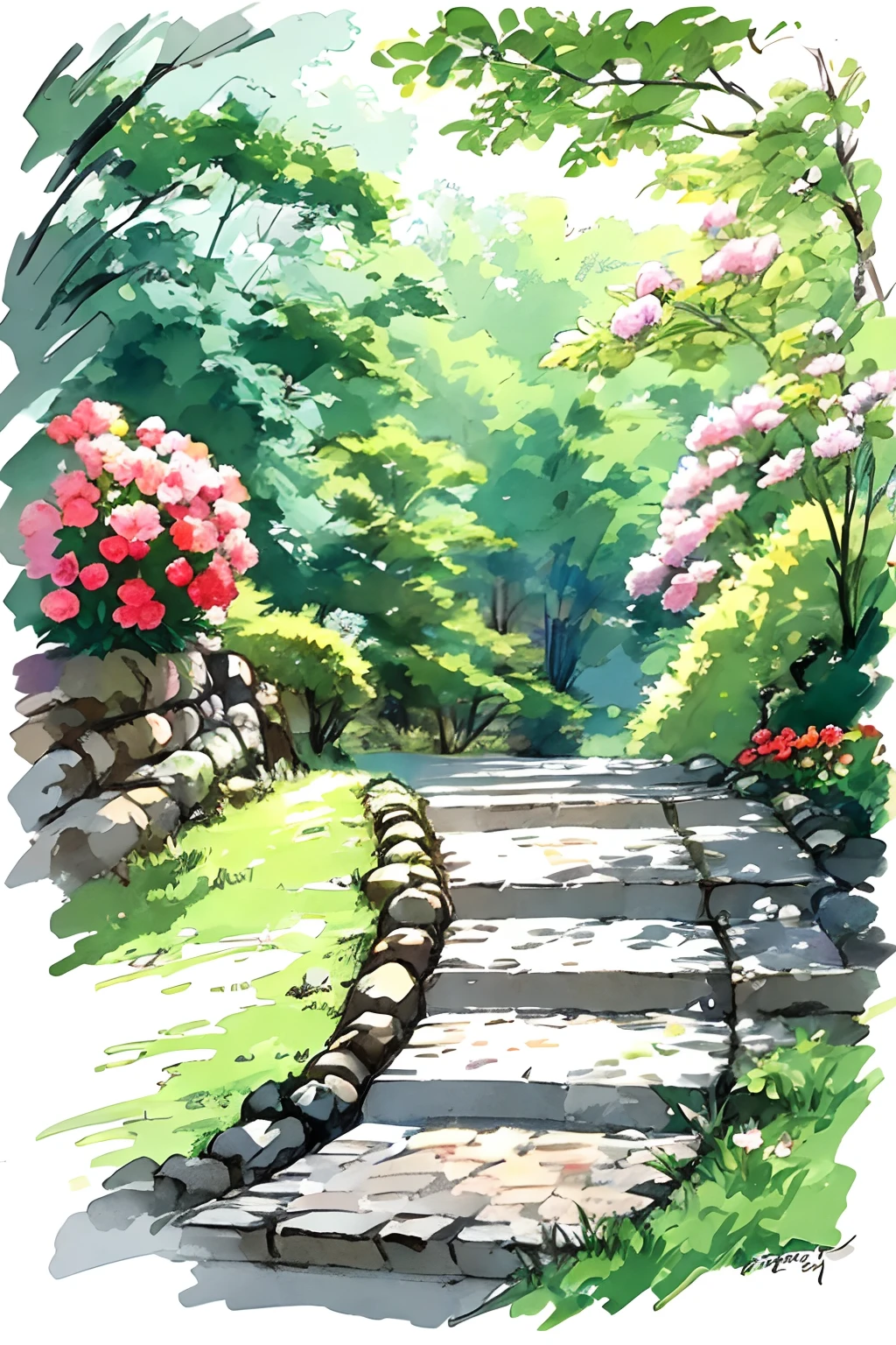 stechu, (white background: 1.4), ((tachi-e)), original, (illustration: 1.1), (best quality), (masterpiece: 1.1), (extremely detailed CG unity 8k wallpaper: 1.1), (colorful: 0.9), (panoramic shot: 1.4), (solo: 1.2), (ink splashes), (splashes of color), ((watercolor)), clear sharp focus, ((korean style)), floral background, colored water, peonies, poppy, hydrangea, forget-me-nots, lily, roses