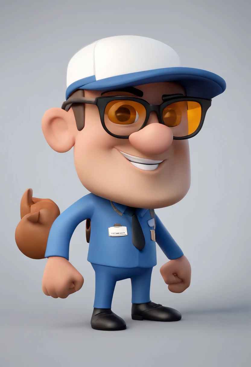 Cartoon character of a man wearing black glasses and a blue shirt, um personagem animado, Caractere estilizado, animation style rendering, 3D estilizado, Arnold Maya render, 3 d render stylized, toon render keyshot, Personagem 3D, Personagem 3D, 3d rendering stylized, 3 d character render, personagem de desenho animado, Personagem de close up, Pose de personagem, (Estilo Pixar) (master part:1.2) (Bokeh) (best quality) (pele detalhada) (textura detalhada) (8k) (argila) (Cinematic lighting) (foco nítido,Senta e vaza a parte superior do corpo