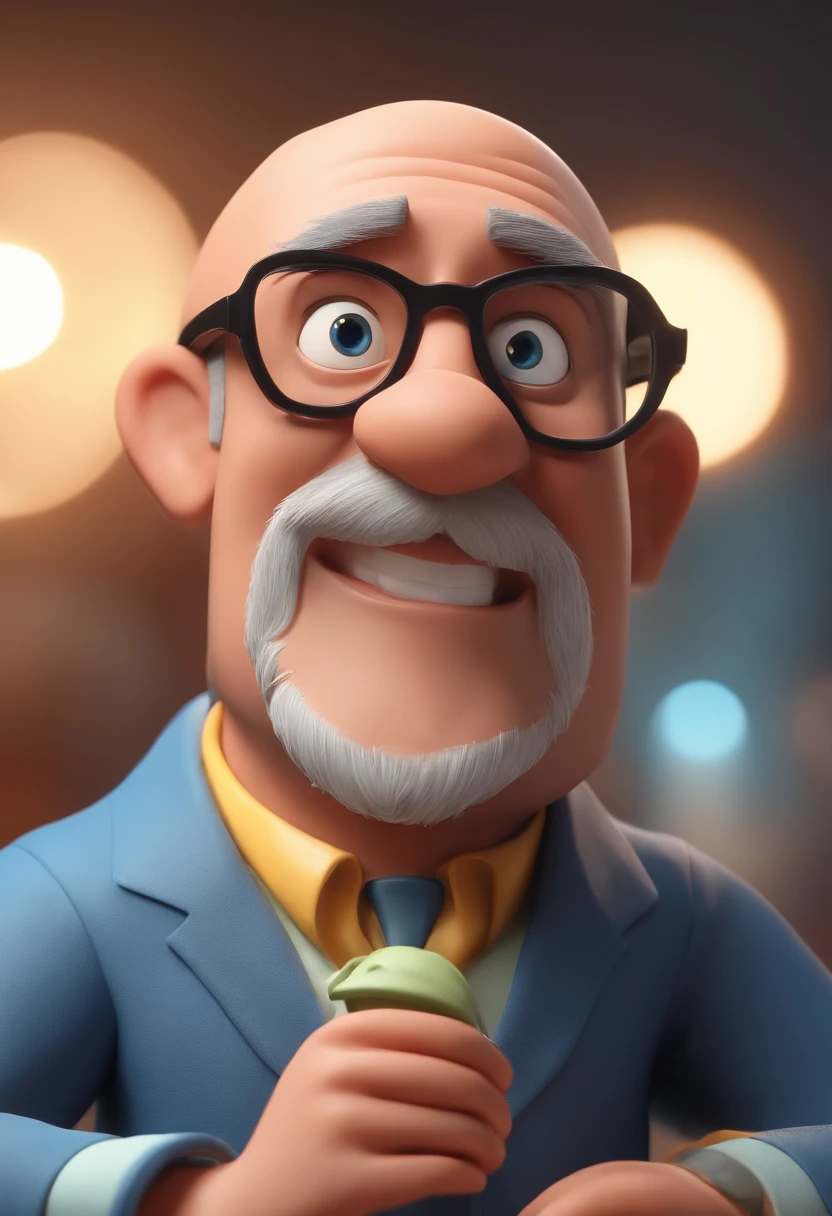 Cartoon character of a man with black glasses and a blue shirt, animation character, Caractere estilizado, animation style rendering, 3D estilizado, Arnold Maya render, 3 d render stylized, toon render keyshot, Personagem 3D, Personagem 3D, 3d rendering stylized, 3 d character render, personagem de desenho animado, Personagem de close up, Pose de personagem, (Estilo Pixar) (master part:1.2) (Bokeh) (best quality) (pele detalhada) (textura detalhada) (8k) (argila) (Cinematic lighting) (foco nítido