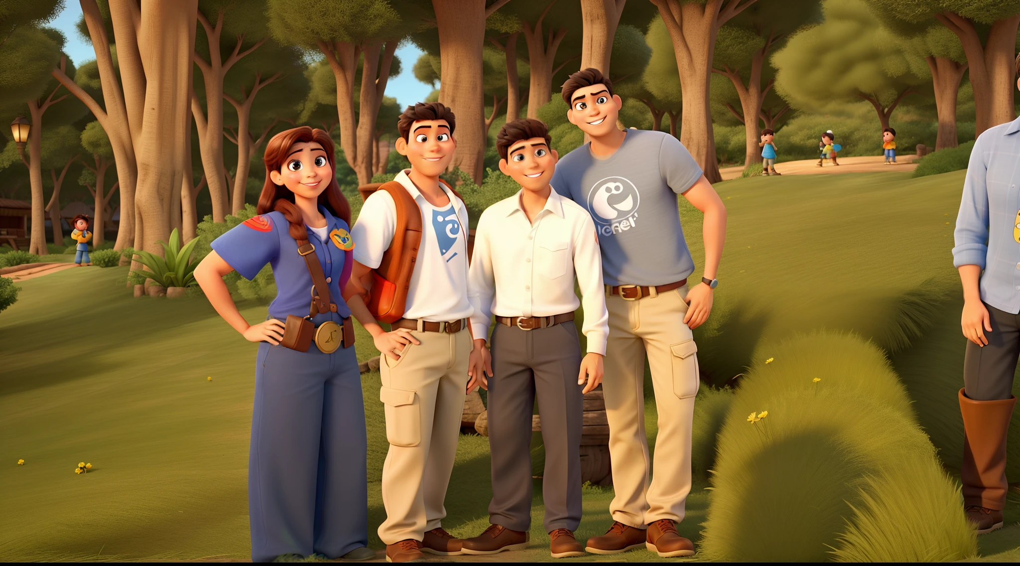 Pai e filhos estilo disney pixar, alta qualidade, melhor qualidade