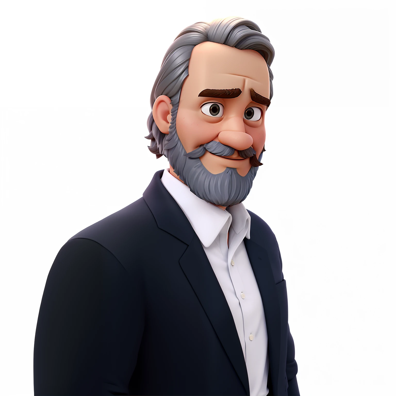 Um homem branco com barba curta, cabelo curto, olhos castanhos, Very wise standing in front, illuminated by the light of a lamp, contra o pano de fundo de uma biblioteca estilo pixar  qualidade alta qualidade