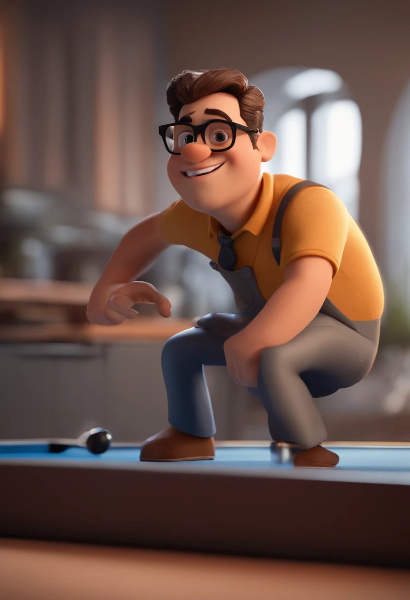 Cartoon character of a man with black glasses and a blue shirt, animation character, Caractere estilizado, animation style rendering, 3D estilizado, Arnold Maya render, 3 d render stylized, toon render keyshot, Personagem 3D, Personagem 3D, 3d rendering stylized, 3 d character render, personagem de desenho animado, Personagem de close up, Pose de personagem,  (Estilo Pixar) (master part:1.2) (Bokeh) (best quality) (pele detalhada) (textura detalhada) (8k) (argila) (Cinematic lighting) (foco nítido