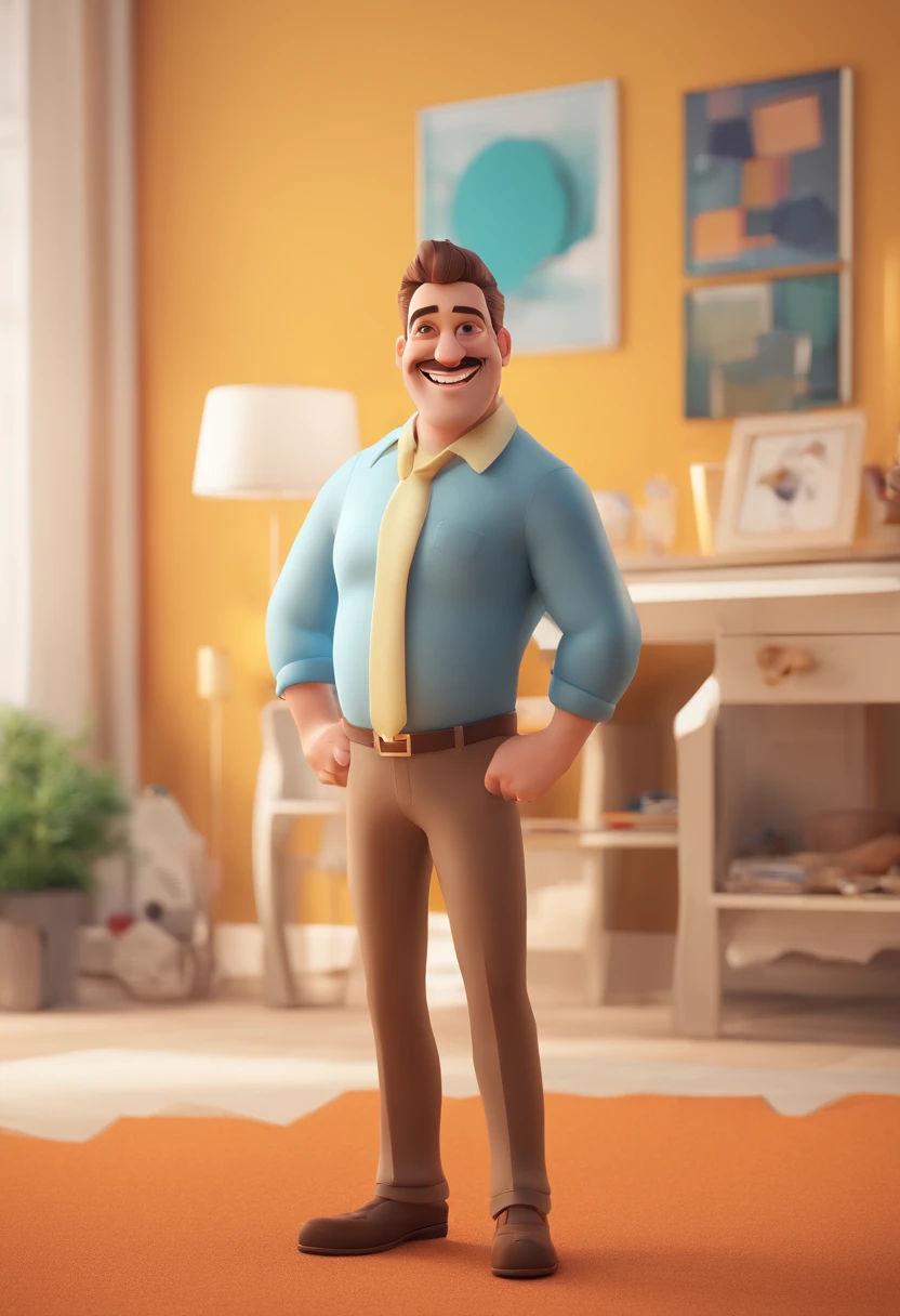 Smiling Man Illustration, sorriso insano, Homem de pele marrom com um sorriso gigante, happily smiling at the camera, sorriso atrevido, he's smiling, sorriso muito grande, Macho sorridente, foto de perfil headshot, rindo sorriso enorme, desenhando no estilo de Arte 3D, c4d, fundo de cor branco puro, estilo disney, estilo pixar render ilustracao Super Detalhe, 8k