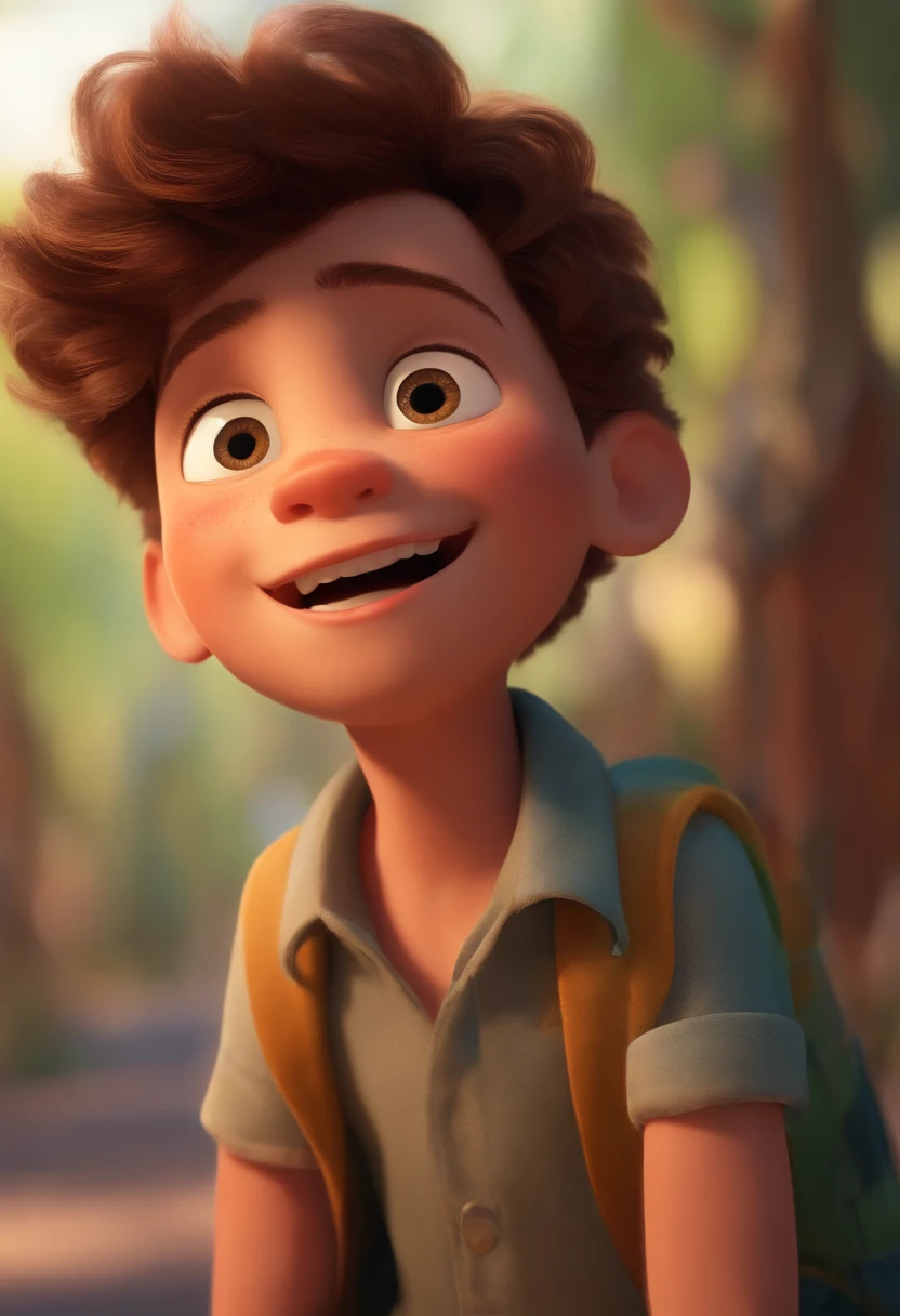 Image of a boy for a story in a YouTube video in Pixar format, He's the little allabester, He's the class leader, He's outgoing, Playful and gets up for a lot of things