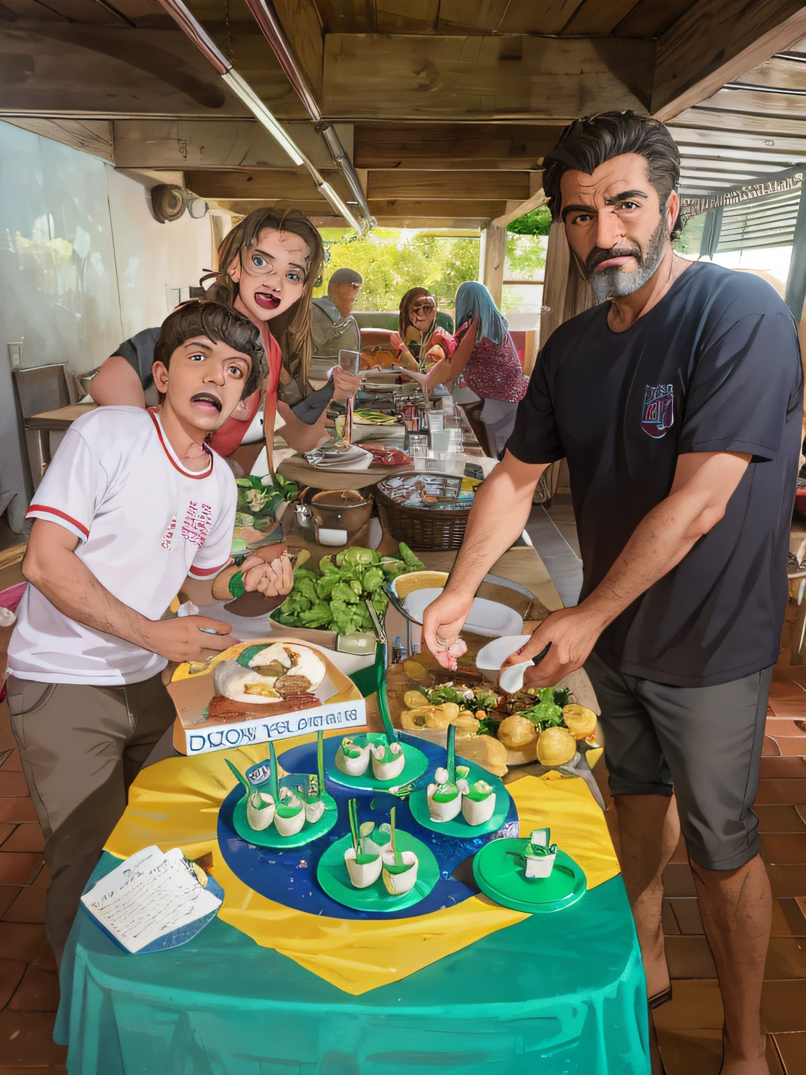 There are people standing around a table with food, Directed by: Fernando Gerassi, Directed by: CeFerí Olivé, Directed by: Sam Dillemans, Directed by: Teresa Fasolino, Directed by: Felipe Seade, Directed by: Nandor Soldier, Directed by: Anna Katharina Block, gourmet e artesanato, Directed by: Carla Wyzgala, festival, Directed by: David Ruby