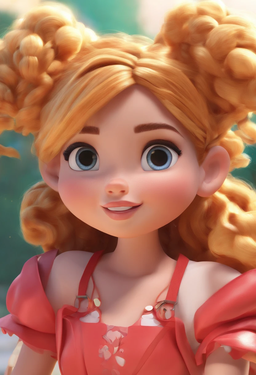 An illustration of an adorable woman, destacando uma mulher bonita pele oscura, Expressive eyes – the woman's skin is black and the woman's hair is large and curly. Desenvolva esta arte em Full HD, Focus on your cinematic touch, Estilo Disney Pixar Animations