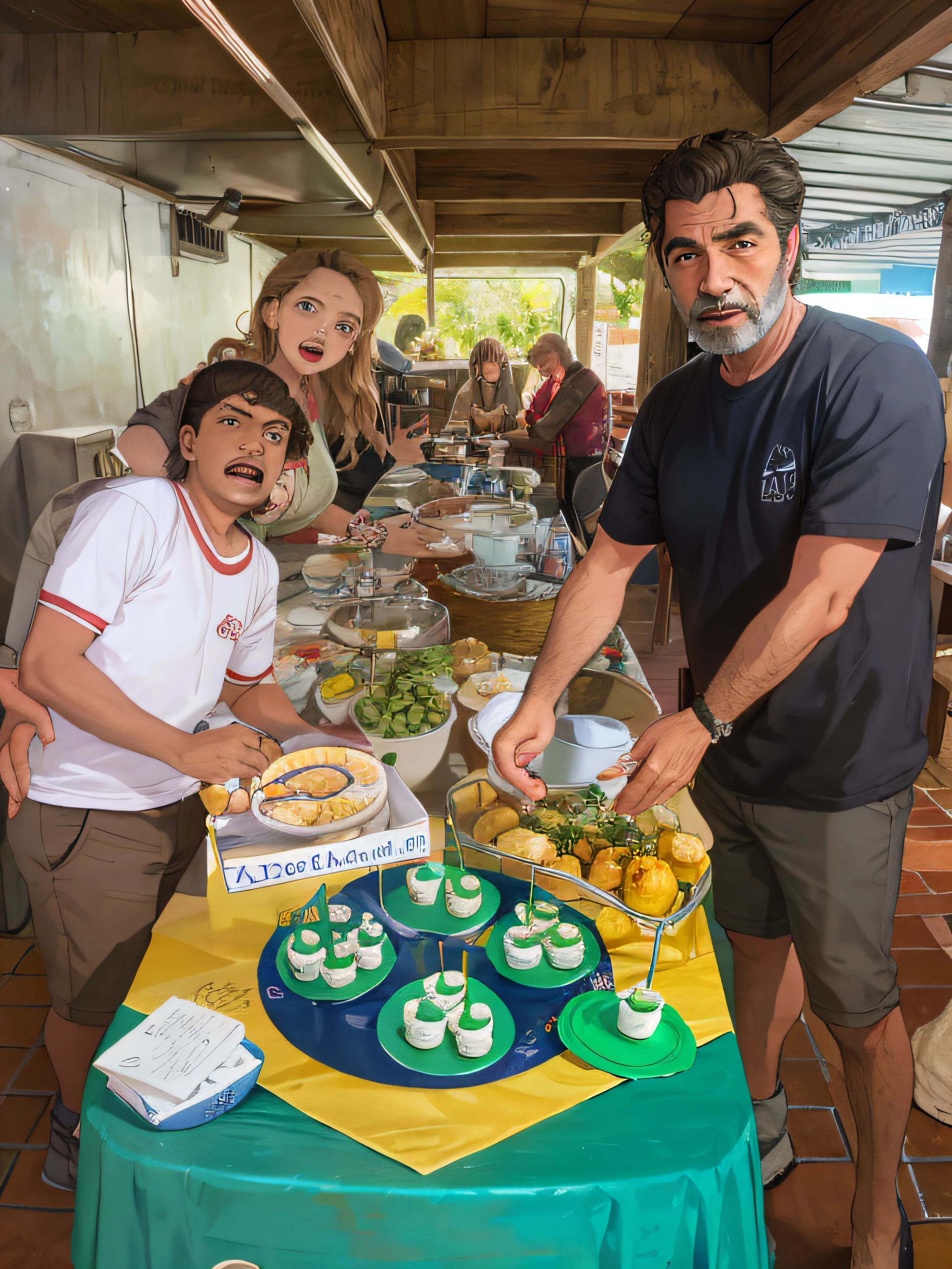 There are people standing around a table with food, Directed by: Fernando Gerassi, Directed by: CeFerí Olivé, Directed by: Sam Dillemans, Directed by: Teresa Fasolino, Directed by: Felipe Seade, Directed by: Nandor Soldier, Directed by: Anna Katharina Block, gourmet e artesanato, Directed by: Carla Wyzgala, festival, Directed by: David Ruby