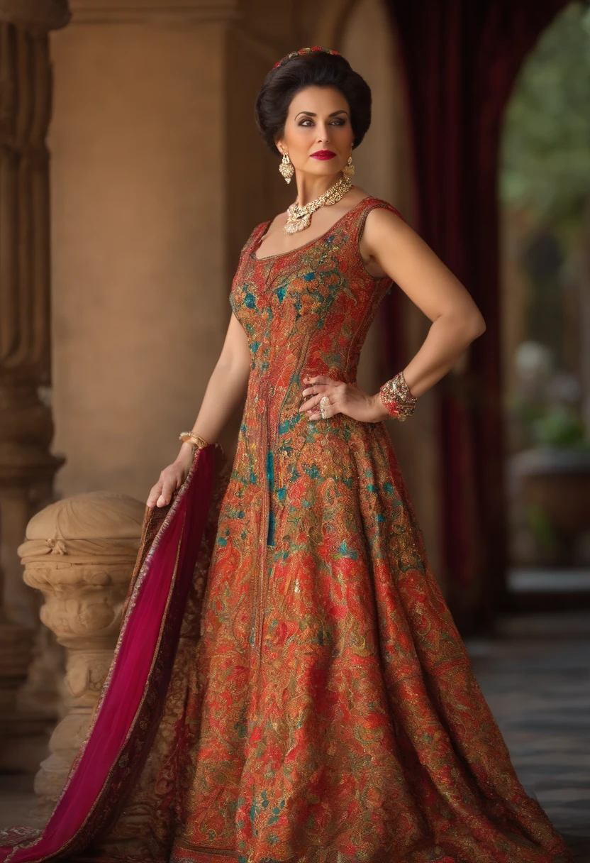Full body photo of mature royal sister woman