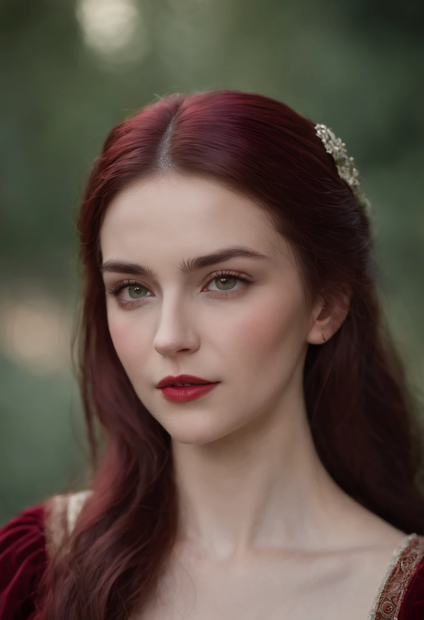 (((A deep red wound streaked across her left cheek))) Fair complexion, A woman around 19 years old, Natural gray hair, Unique green eyes, Wear Cole, Slender and graceful, Beautiful, Candlelight in a medieval setting, super sharp focus, realistic lens, Medieval women's clothing, Four colors (Scar:1.4)