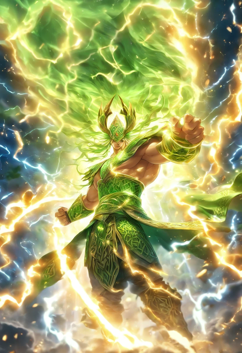 (((cian))) Best Quality, Ultra-high resolution, 4K Detail CG, masutepiece,Celtic gods,lightning bolt, ,Celtic clothing,Celtic mythology, ((Celtic god of thunder)) ,Celtic image,aesthetics, Center the screen