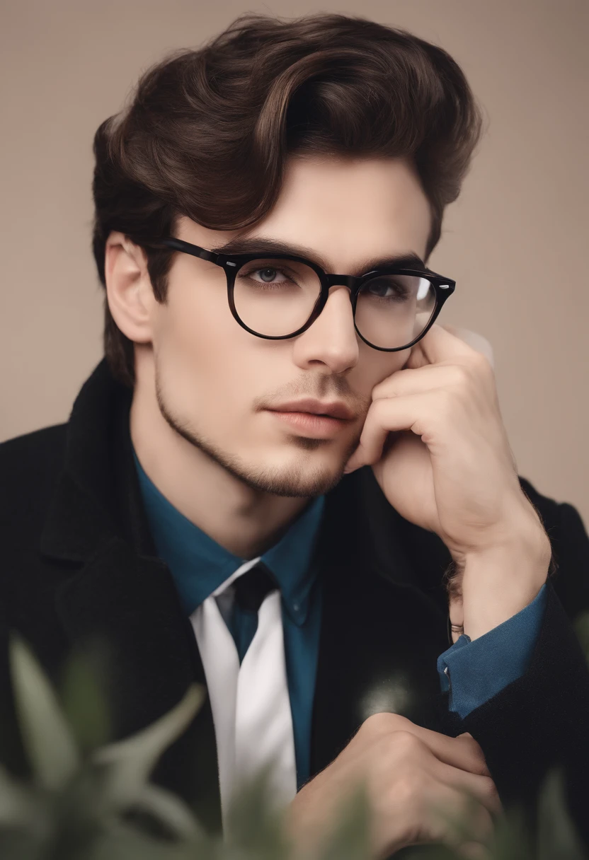 Image of a brunette man with short beard and glasses low hair