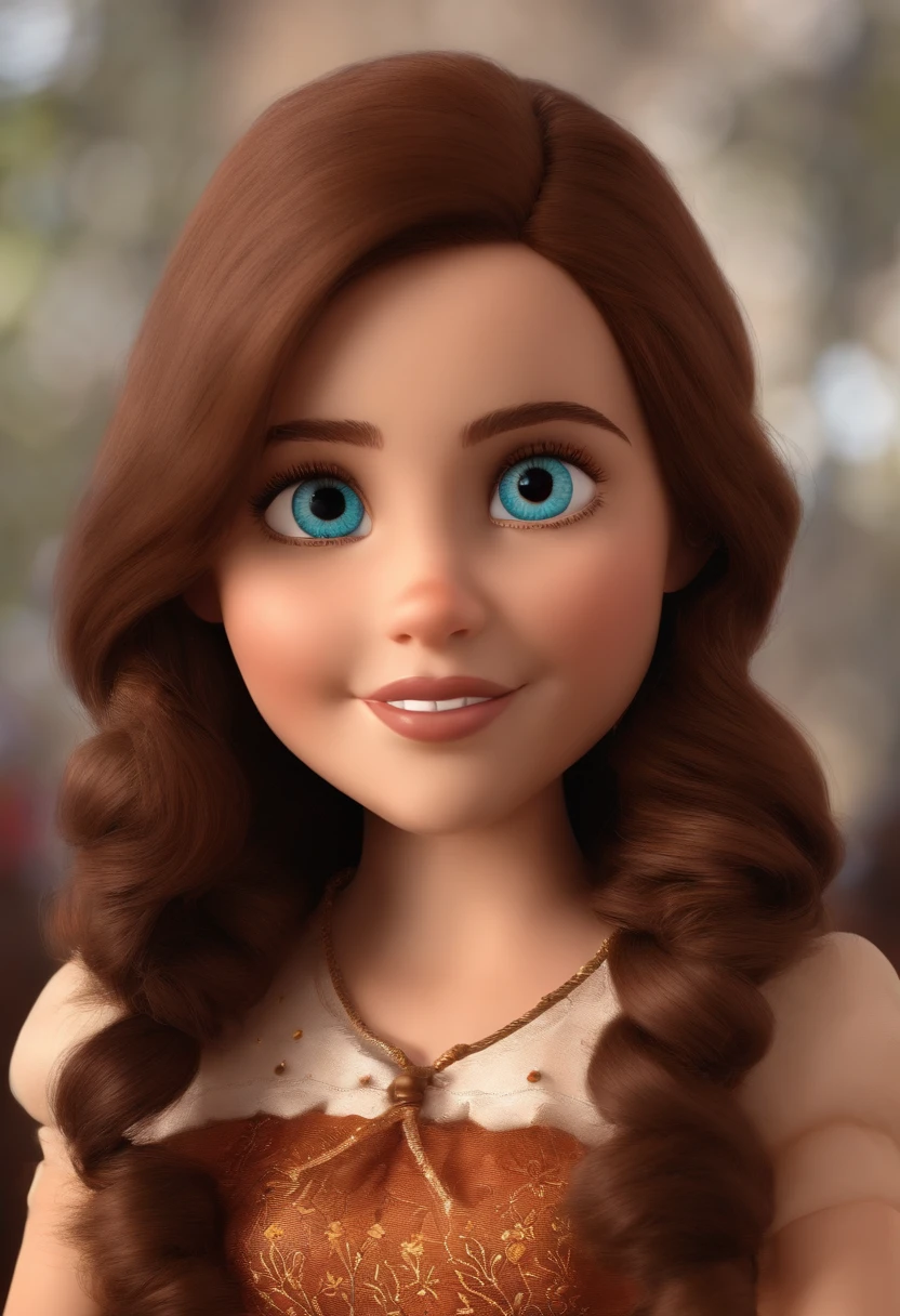  cor chocolate,olhos castanhos,cabelo enrolado,Two ear holes in the style of the amazing Disney Pixar