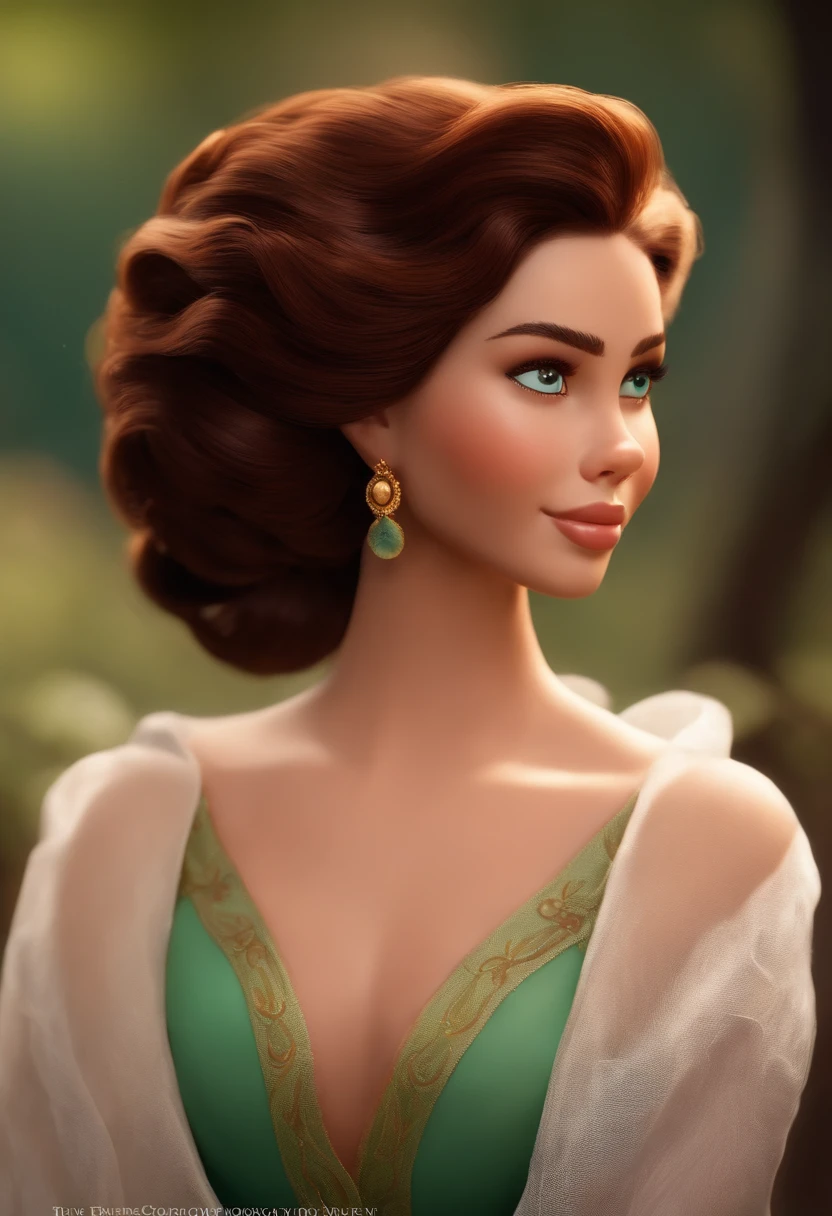Menina cor chocolate,olhos castanhos,cabelo enrolado,Two ear holes in the style of the amazing Disney Pixar