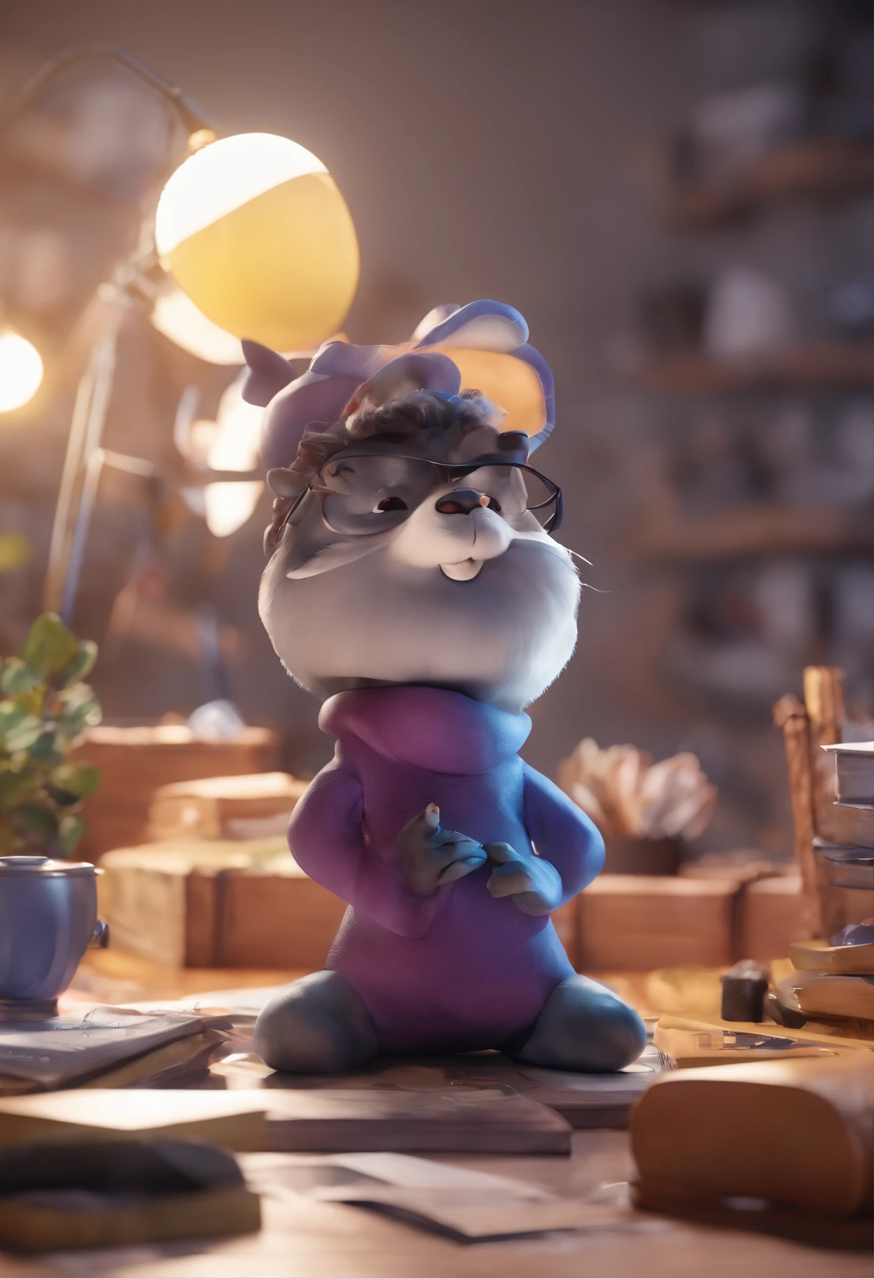 personagem dos desenhos animados de um homem com cabelos e olhos castanhos, cabelos curtos e ondulados moletom preto com camisa branca por baixo, smarwatch no pulso, He's using a laptop, The setting is a home office with blue and purple lights, at the bottom there is also a Dashboard, animation character, Caractere estilizado, animation style rendering, 3D estilizado, Arnold Maya render, 3 d render stylized, toon render keyshot, Personagem 3D, Personagem 3D, 3d rendering stylized, 3 d character render, personagem de desenho animado, Personagem de close up, Pose de personagem,  (Estilo Pixar) (master part:1.2) (Bokeh) (best quality) (pele detalhada) (textura detalhada) (8k) (argila) (Cinematic lighting) (foco nítido
