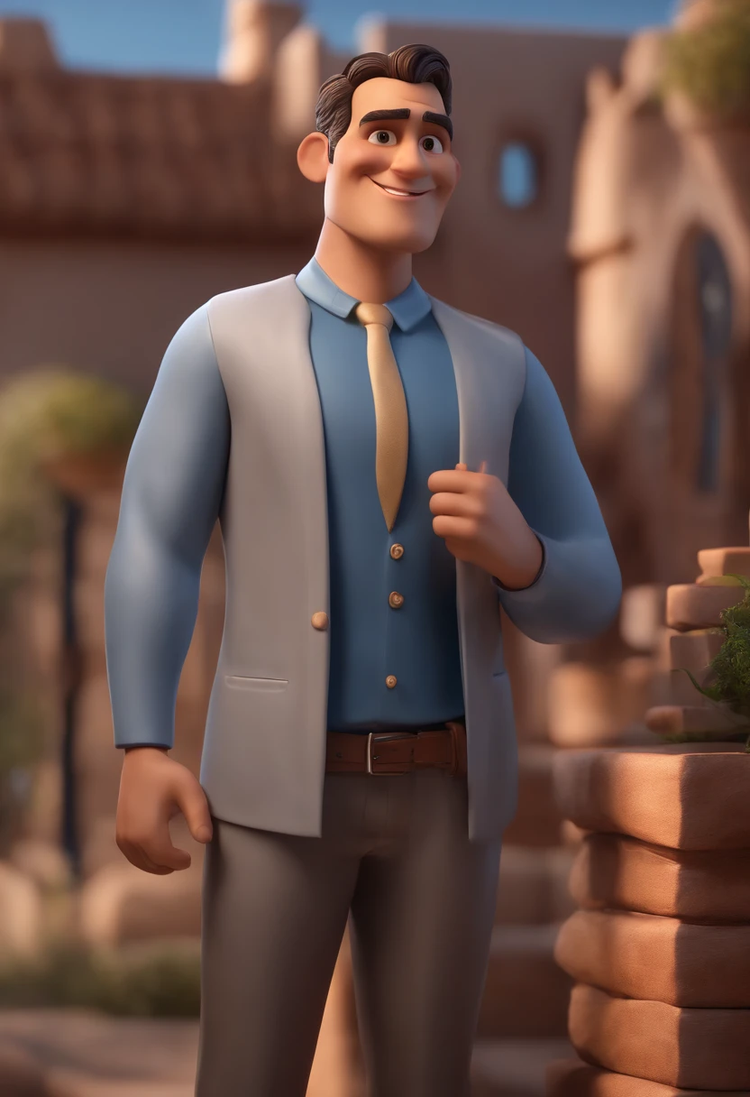 Personagem dos desenhos animados de um homem com , cabelo castanho claro e uma camisa azul, animation character, Caractere estilizado, animation style rendering, 3D estilizado, Arnold Maya render, 3 d render stylized, toon render keyshot, Personagem 3D, Personagem 3D, 3d rendering stylized, 3 d character render, personagem de desenho animado, Personagem de close up, Pose de personagem, (Estilo Pixar) (master part:1.2) (Bokeh) (best quality) (pele detalhada) (textura detalhada) (8k) (argila) (Cinematic lighting) (foco nítido