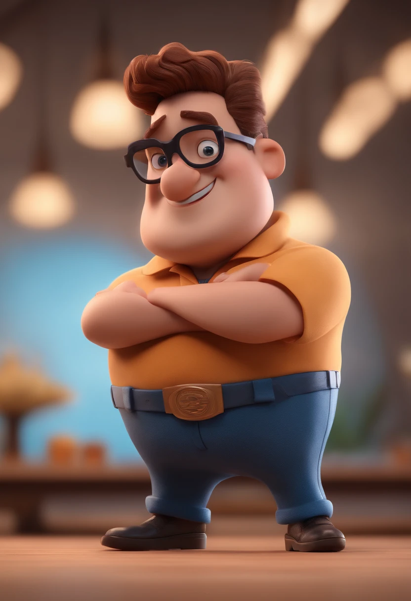 Cartoon character of a man with black glasses and a blue shirt, animation character, Caractere estilizado, animation style rendering, 3D estilizado, Arnold Maya render, 3 d render stylized, toon render keyshot, Personagem 3D, Personagem 3D, 3d rendering stylized, 3 d character render, personagem de desenho animado, Personagem de close up, Pose de personagem, (Estilo Pixar) (master part:1.2) (Bokeh) (best quality) (pele detalhada) (textura detalhada) (8k) (argila) (Cinematic lighting) (foco nítido