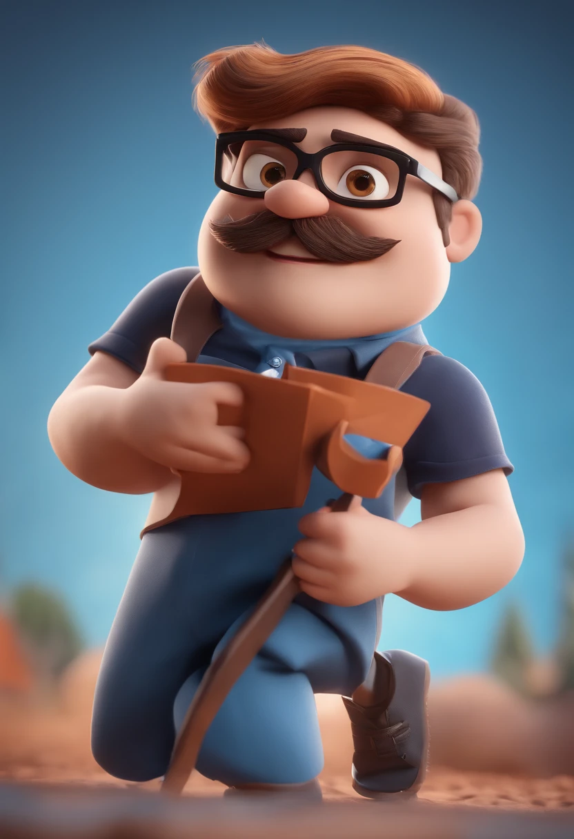 Cartoon character of a man with black glasses and a blue shirt, animation character, Caractere estilizado, animation style rendering, 3D estilizado, Arnold Maya render, 3 d render stylized, toon render keyshot, Personagem 3D, Personagem 3D, 3d rendering stylized, 3 d character render, personagem de desenho animado, Personagem de close up, Pose de personagem, (Estilo Pixar) (master part:1.2) (Bokeh) (best quality) (pele detalhada) (textura detalhada) (8k) (argila) (Cinematic lighting) (foco nítido